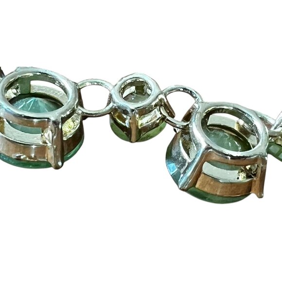 Faceted Green Glass Stone Gold-Tone Necklace By Lane Bryant 20” - Picture 6 of 9